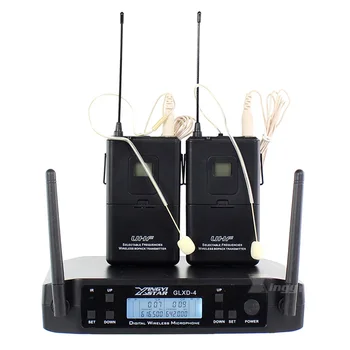 GLXD4 600-650Mhz Upraviť Frekvencia UHF Bezdrôtový Mikrofón Professional Single Earhook Headset Mikrofón Pre KTV Spievanie Karaoke Systém
