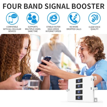 GOBOOST Mobilný Telefón Signál Booster Súprava 70 db Štyri Pásma GSM 900/20/5/1/3/7 Celulárnej Repeater Boost 2G, 3G, 4G Hlas+Údaje Zosilňovač
