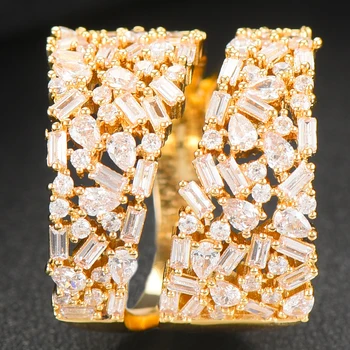 GODKI Luxusné Corssover Elegantné Odvážne tvrdenie Prstene so Zirkónmi Kamene 2020 Ženy Zapojenie Strana Šperky Vysokej Kvality