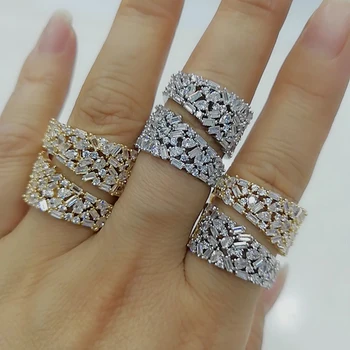 GODKI Luxusné Corssover Elegantné Odvážne tvrdenie Prstene so Zirkónmi Kamene 2020 Ženy Zapojenie Strana Šperky Vysokej Kvality