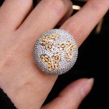 GODKI VEĽKÝ Módne Luxusné Motýle ODVÁŽNE tvrdenie Prstene pre Ženy, Svadobné Zapojenie Svadobné Šperky Bageta Zirkón CZ Krúžky