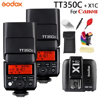 GODOX TT350C Flash Vrecku svetlá GN36 2.4 G Bezdrôtový HSS 1/8000s TTL Blesk Speedlite + X1T-C Vysielač Pre Fotoaparáty Canon