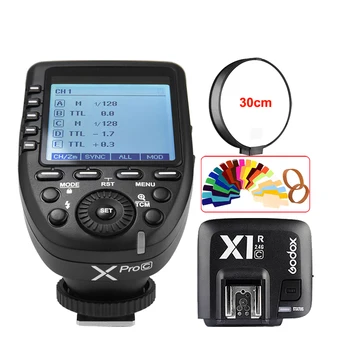 GODOX XPro-C E-TTL 2.4 G Bezdrôtové vysokorýchlostné Synchronizáciu X systém Spúšť + Godox X1R-C Prijímač Pre Fotoaparáty Canon EOS