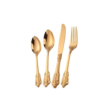 Gold Luxusné 304 Nerezovej Ocele Príbory Tvorivé Klasický Nôž a Vidlička, Moderný Dizajn Darček Cuchillo Y Tenedor