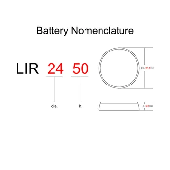Gombíkové Články Li-ion Nabíjateľnú Batériu LIR2450 3.6 V, 2 KS Lítium-iónovej okrúhlej Batérie LIR 2450 Nahrádza CR2450