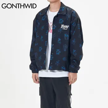 GONTHWID Kaktus Tlač Windbreaker Krátke Bundy Kabáty Streetwear Hip Hop Harajuku Bežné Jacket Mens 2020 Módne Topy Outwear