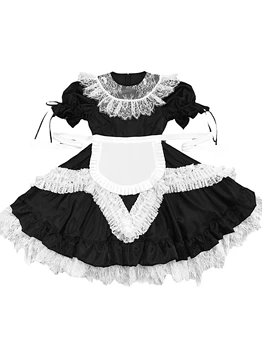 Gotický Slúžka Lolita Šaty Krátke Lístkového Rukáv Čipky Volánikmi Čierna Biela Patch Plesové Šaty, Súd Krátke Mini Šaty Vestidos Femme