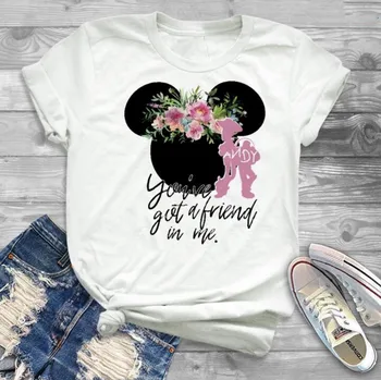 Grafické Kvetinové Módne Minnie T-Shirt Myši Ucho Tee Tričko Ženy Tee Topy Lumbálna Žena T Shirt Tees