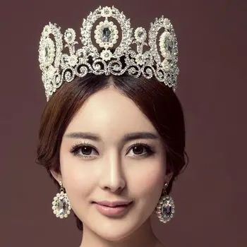 Green crystal luxusné princezná tiara KRÁĽOVNÁ KORUNY veľké veľkosti svadobné vlasy, Šperky Veľkoobchod