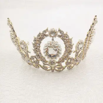 Green crystal luxusné princezná tiara KRÁĽOVNÁ KORUNY veľké veľkosti svadobné vlasy, Šperky Veľkoobchod