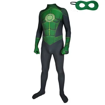Green Lantern Superhrdina Cosplay Kostým Kombinézu 3D Tlač Lycra Spandex Zentai kostým Halloween Party oblek s Maskou