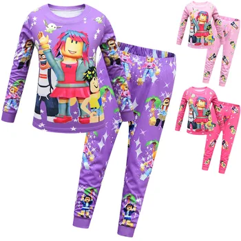 Grils Robloxing Cartoon Pyžamo Deti Crewmate Cosplay Spanie Oblečenie Deti, Oblečenie Pre Voľný Čas Vianočný Kostým Baby Dievčatá Oblečenie Set