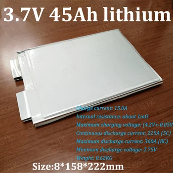 GTK lipo 3,7 v 45ah lítium-polymérová batéria 5C 225A vypúšťanie vysoká miera pre diy 12v 90Ah 50ah klince Auto štart batérie, UPS skúter