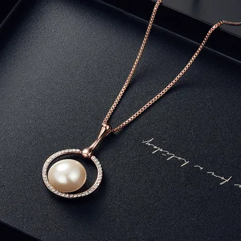 GU68 Romantický pearl zirkón šperky, svadobné okrúhle kovové náhrdelníky náušnice dve sady