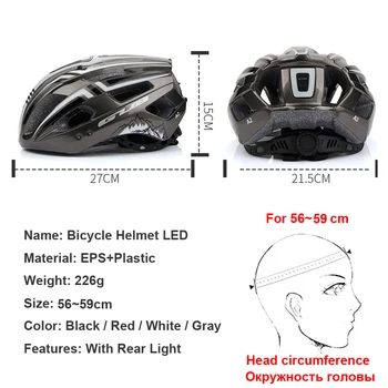 GUB Ultralight Cyklistické Prilby LED Svetlo Nabíjateľná Intergrally-tvarovaný Cyklistické Prilby EPS+PC Kryt MTB Cestné Cyklistické Prilby