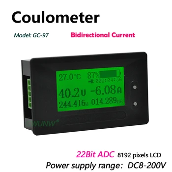 GWUNW GC97 200V Coulomb Merač Kapacity Batérie Indikátor Coulometer Výkonom Displej Professional Lithium Battery Tester