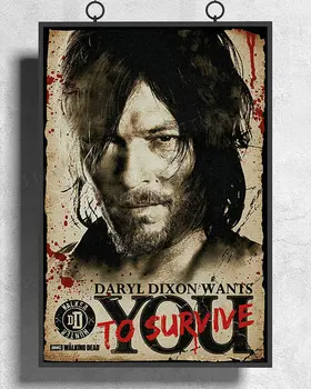 H012 Walking Dead Daryl·Dixon Chce, Aby Ste Stenu, Nálepky Hodvábny Obrázok Plagátu Domáce Dekorácie