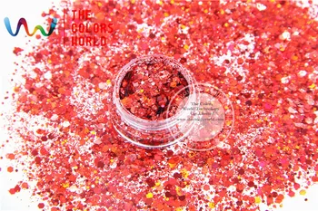 HA2104-275 Zmiešané Laser Holografické Červenej Farby Hexagon Tvar, Lesk Flitrami pre nail art gel a DIY Dovolenku dekorácie