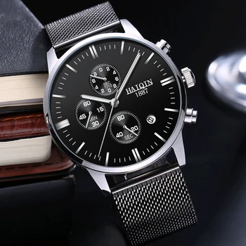 HAIQIN Business Quartz hodinky pánske Top značky luxusné Quartz hodinky športové náramkové hodinky mužov oka pásu hodiny 2019 Relogio Masculino