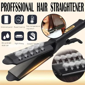Hair Straightener 2 v 1, Vlasy Curler Teplota Úprava Keramické Turmalín Ploché Železo Rozšíriť Panel Vlasy Curler pre Ženy, Dievčatá