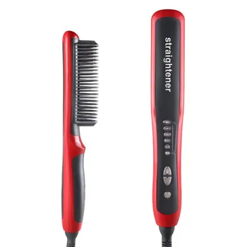 Hair Straightener Odolné Elektrické Rovné Vlasy Prečesať Kefou LCD Vyhrievané Keramické Narovnanie Vlasov Kefa EÚ Plug