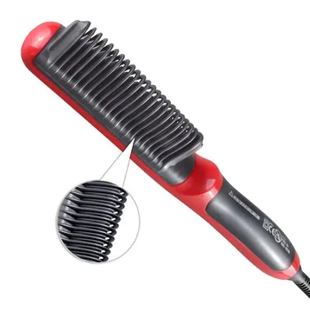 Hair Straightener Odolné Elektrické Rovné Vlasy Prečesať Kefou LCD Vyhrievané Keramické Narovnanie Vlasov Kefa EÚ Plug