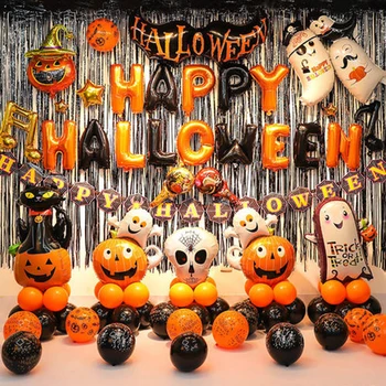 Halloween Dekorácie Fólie Opony Čierne Pozadie Strany Záclony Svadby, Narodeniny, Party Dekorácie Fringe Fólie Opony Halloween