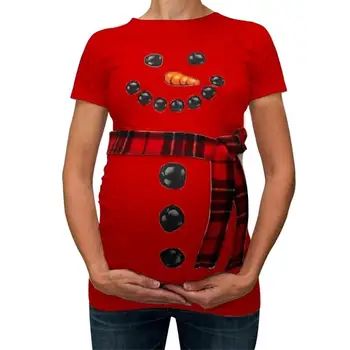 Halloween šaty Žien Vianočné Snehuliak Cartoon Materskej T Košele Tehotenstva Tee Šaty, Topy materskej oblečenie pre tehotné
