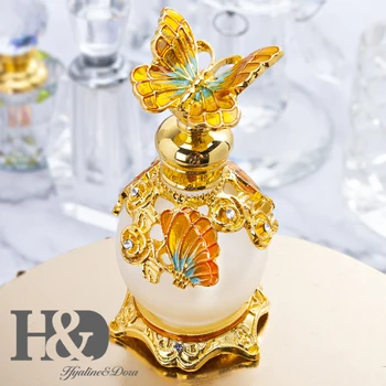 H&D, 4 Farbu Zlata Motýľ Parfum Fľašu Odrazové Sklo Prázdne Naplniteľné Esenciálny Olej Kontajner Domov Svadobné Dekor Lady Darček