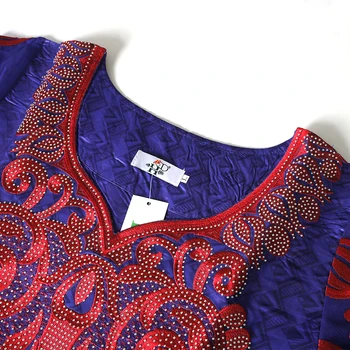 H&D Afriky Bazin Riche Šaty Pre Ženy, Výšivky, Čipky Maxi Šaty Plus Veľkosť Boubou Tradičné Svadobné Rúcho Nigérijský Turban