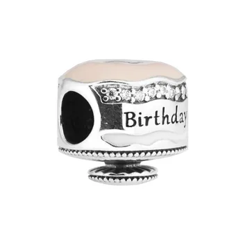 Happy Birthday Cake Zmiešané Smalt Strieborné Korálky pre Šperky, Takže DIY Striebro 925 Šperky Kúzlo Korálky pre Ženy, Náramky, Šperky