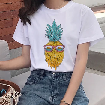 Harajuku Ananás Cartoon T Shirt Ženy Ullzang Grafické Kawaii T-shirt 90. rokov kórejský Štýl Tričko Módne Letné Top Tees Žena