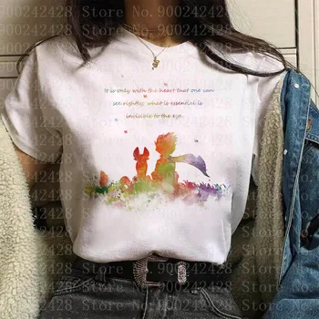 Harajuku Estetika Cartoon Zemi Priestor Princ T-shirt Módne dámske Kawaii Grafické Tlače 90. rokov Oblečenie T-shirt Topy Tee Žena