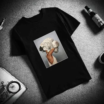 Harajuku Estetika T Shirt Nové Letné Sexy Kvety Pierko Vytlačené Tričko Ženy Krátky Rukáv Fashion Bežné Ženské T-shirt Topy