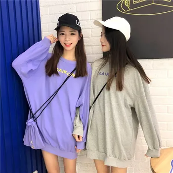 Harajuku kórejský long-sleeve tričko ženy tričko s bag kawaii oblečenie 2020 lenivý vietor študent t-shirt nadrozmerné list tlač