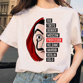 Harajuku la casa de abstraktných t shirt Ženy oblečenie 2020 Peniaze Heist T-shirt Bella Ciao femme nadrozmerné tee Dom Papiera topy