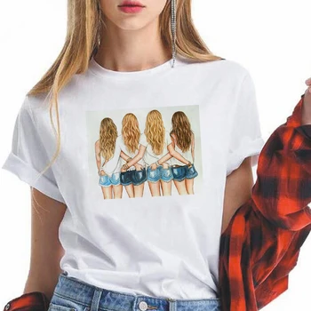 Harajuku Nové T-shirt Žena dlhosrstý Krásy Grafické Streetwear T shirt Módne Trendy Punk Lumbálna Top Príležitostné O-neck Tričko