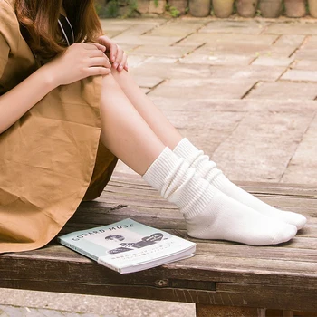 Harajuku Retro Žien Lady Bavlna Voľné Ponožky Farebné Zime v Teple V Tube Dievča Osadenie Farbou Hrubé Pohodlné