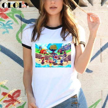 Harajuku Tee Tričko Femme Japonský Animal Crossing Hru T-shirt Žena 2020 Letné Módne Retro Zvonenie Topy Ženské Oblečenie