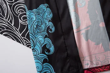 Harajuku Tlač Žeriav A Vlny Kimono Japonské Tradičné Oblečenie pre Mužov, Ženy Voľné Rúcho Streetwear Cardigan Haori Obi