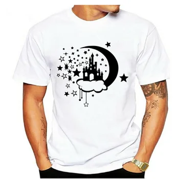Harajuku tričko hviezdy a mesiac tlačiť T-shirts bavlna bežné krátke rukávy top unisex grafické tričko estetické pánske oblečenie