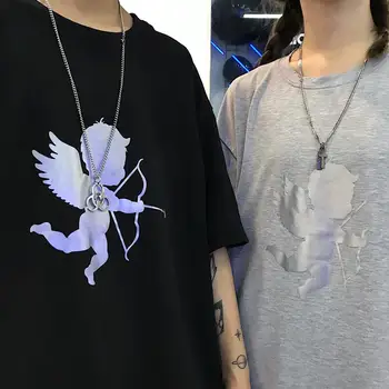 Harajuku Ženy T-Shirts Lete Krátky Rukáv 3M Reflexné Odrazové Amor Vytlačené Top Tees Nové Módne Bežné Ulici Tričká Unisex