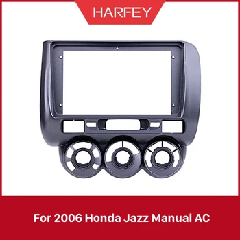 Harfey 2din Šedý Rám 9 palec na rok 2006 Honda Jazz Manual AC Audio Dash Výbava autorádia Fascia Panel Auta