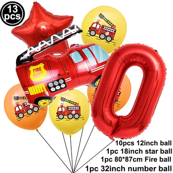 Hasič Tému Fóliové Balóniky Požiaru Truck Digitálny Číslo Balón Baby Sprcha Dekorácie Vzduchu Globos Deti Narodeninovej Party Dodávky