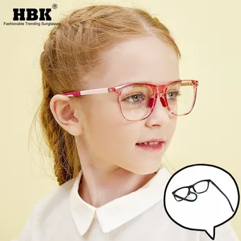 HBK Nové Modré Svetlo Blokuje Okuliare Pre Deti Roztomilý TR90 Flexibilné Počítač Optické Štvorcový Rám Deti UV400 Chlapca A Dievčatá