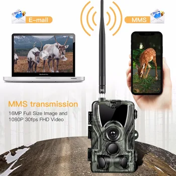 HC-801G 3G MMS/SMTP/SMS Chodník fotoaparát Lov fotoaparát, 16 mp 1080p HD nočné videnie scout zvierat fotoaparát 940 nm, IR LED foto pascí