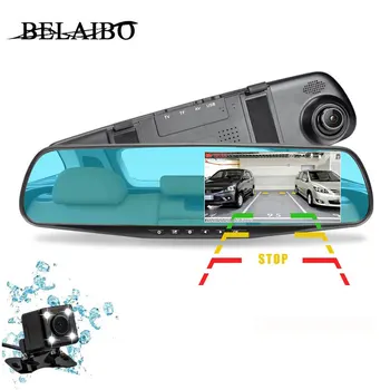 HD 1080P Auta Dvr Zrkadlo Video Rekordér 2 Lenns Slučky Nahrávanie S Parkovisko Video 250mAh vstavanú Batériu Auto Kamery