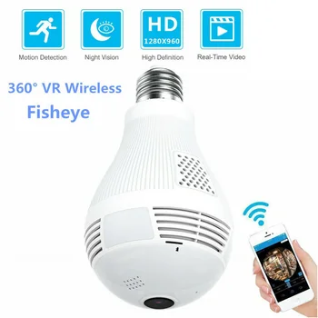 HD 1080P Wifi IP Kamera 360° Panoramatické Bezdrôtový Žiarovky Home Security Fisheye Žiarovky, Lampy, Nočné Videnie Baby Monitor