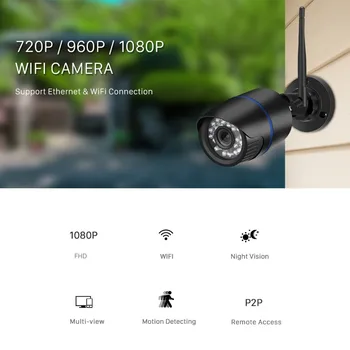 HD 720P 960P WIFI IP Kamera 1080P Vonkajšie Bezdrôtové Dohľadu Home Security Kamera Onvif CCTV Kamery TF Card Slot app CamHi