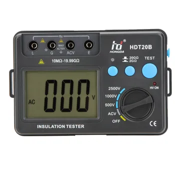 HD HDT20B Izolačný Odpor Tester Meter Megohmmeter Voltmeter 2500V w/ LCD Podsvietenie